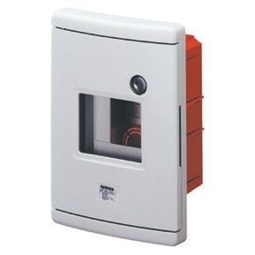  STAUB-UND WASSERDICHTER EINBAU-NOTMELDEKASTEN 4M. FÜR ALARMSYSTEME MIT SCHIENE EN 50022 GRAU 7035