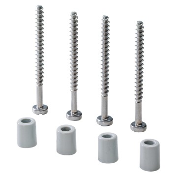 Kit containing 4 long self-threading screws with spacers for fixing lids and fronts