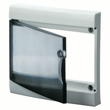Porte transparente fumée avec cadre de support et de fixation pour coffrets modulaires - Blanc RAL 9016 - IP40 Porte transparente fumée avec cadre de support et de fixation pour coffrets modulaires - Blanc RAL 9016 - IP40
