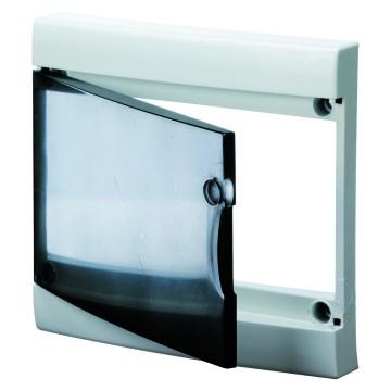 Porta trasparente fumé con cornice per la finitura dei centralini modulari Standard Francese senza porta - Bianco RAL 9016 - IP40