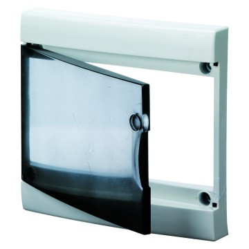 Porta transparente fumê com moldura para o acabamento dos postos de comutação modulares Padrão Francês sem porta - Branco RAL 9016 - IP40 Porta transparente fumê com moldura para o acabamento dos postos de comutação modulares Padrão Francês sem porta - Branco RAL 9016 - IP40