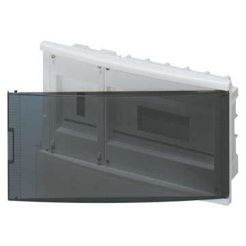 Quadros de distribuição com alojamento para interruptor do limitador de potência ICP com compartimento pré-selado - In=40 A - porta transparente fumada Quadros de distribuição com alojamento para interruptor do limitador de potência ICP com compartimento pré-selado - In=40 A - porta transparente fumada