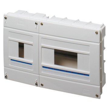 Centralini di distribuzione con alloggiamento interruttore limitatore di potenza ICP con vano piombabile - In=40 A - Bianco RAL 9016 Centralini di distribuzione con alloggiamento interruttore limitatore di potenza ICP con vano piombabile - In=40 A - Bianco RAL 9016