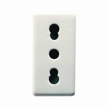  PRIZĂ STANDARD ITALIANĂ 250V c.a. - 2P+E 16A AMPERAJ DUBLU - P11-P17 - 1 MODUL - SISTEM ALB
