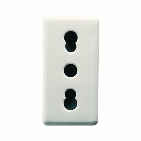 base norma italiana 250v ac - 2p+t 16a bivalente - p11-p17 - 1 módulo - system white