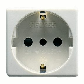 base norma italiana/alemana 250v ac - 2p+t 16a - p30 - 2 módulos- system white