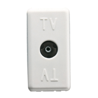 COAXIAL TV RESISTIVE SOCKET-OUTLET - IEC FEMALE CONNECTOR 9,5mm - DIRECT - 1 MODULE - SYSTEM WHITE