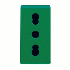 presa standard italiano 250v ac - per linee dedicate - 2p+t 16a bivalente - p17-11 - 1 modulo - verde - system