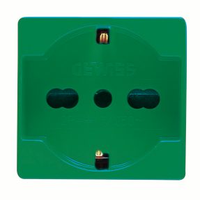 presa standard italiano/tedesco 250v ac - per linee dedicate - 2p+t 16a bivalente - p40 - 2 moduli - verde - system