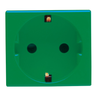 GERMAN STANDARD SOCKET-OUTLET 250V ac - FOR DEDICATED LINES - 2P+E 16A - 2 MODULES - GREEN - SYSTEM
