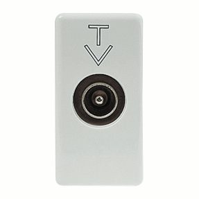presa coassiale tv schermatura classe a - connettore iec maschio 9,5mm - passante 5 db - 1 modulo - system white