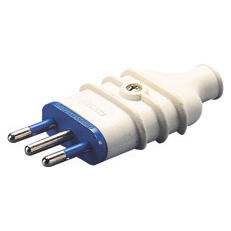 FICHE MOBIL - DROITE - STANDARD ITALIEN - 2P+T 10A 250V ac - TYPE S11 - BLANC