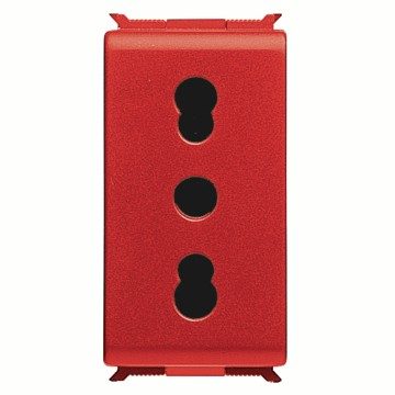 PRIZĂ STANDARD ITALIANĂ 250V c.a. - PENTRU LINII DEDICATE - 2P+E 16A AMPERAJ DUBLU - P17-11 - 1 MODUL - ROȘU - PLAYBUS