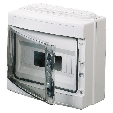 Caixas e quadros de distribuição equipados com borne bipolar e braçadeiras intercambiáveis (2 braçadeiras com orifícios pré - perfurados) - Cinza RAL 7035 Caixas e quadros de distribuição equipados com borne bipolar e braçadeiras intercambiáveis (2 braçadeiras com orifícios pré - perfurados) - Cinza RAL 7035