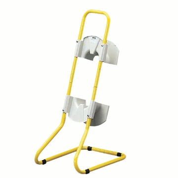 Support en tube métallique jaune de sécurité avec enrouleur de câble jusqu'à 20 m Support en tube métallique jaune de sécurité avec enrouleur de câble jusqu'à 20 m