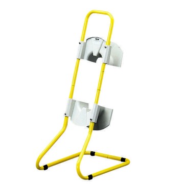 Support en tube métallique jaune de sécurité avec enrouleur de câble jusqu'à 20 m Support en tube métallique jaune de sécurité avec enrouleur de câble jusqu'à 20 m