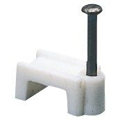 grapas de polímero antichoque con clavo de acero templado - para cables anchura 10 -11mm - blanco