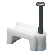 Attaches plates en polymère antichoc avec clou en acier trempé - Blanc Attaches plates en polymère antichoc avec clou en acier trempé - Blanc