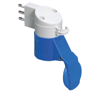 SYSTEM ADAPTOR - FROM DOMESTIC TO INDUSTRIAL IP44 - PLUG 2P+E 16A 250V ac S17 50/60HZ - SOCKET OUTLET 2P+E 16A 230V ac