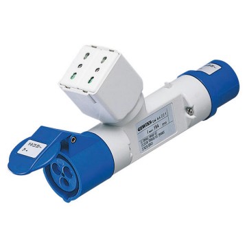 Conversieadapters:&lt;BR>Stekker voor residentieel gebruik/IEC 309 contactdooskoppeling IP44 - 50/60 Hz