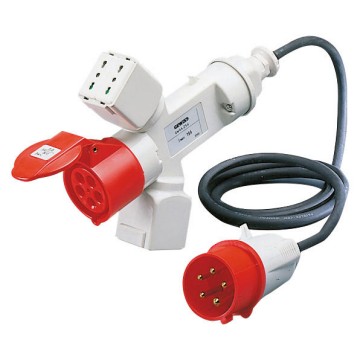 Conversieadaptershunt met 2 m flexibele kabel:<BR>IEC 309-stekker IP44 residentiële contactdozen/IEC 309-koppeling voor contactdozen IP44 - 50/60 Hz Conversieadaptershunt met 2 m flexibele kabel:<BR>IEC 309-stekker IP44 residentiële contactdozen/IEC 309-koppeling voor contactdozen IP44 - 50/60 Hz