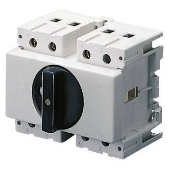 Isolator switches for DIN rail with black knob