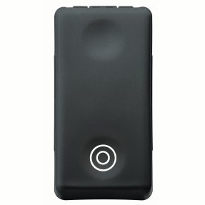 pulsante bipolare 250v ac - na 10a - neutro - simbolo doppio cerchio - 1modulo - system black