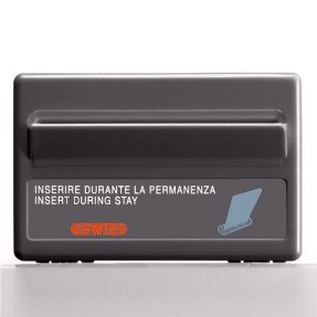 COMUTATOR ECUSON UNIVERSAL PENTRU SISTEMUL HOTELIER - UNIPOLAR NO - 10A - ECUSON 54mm - RETROILUMINAT 230V - 3 MODULE - SISTEM NEGRU