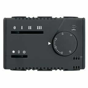 letní/zimní elektronický termostat pro fan-coil – 3 rychlosti – 230 v 50/60 hz - 3 moduly – system – černá