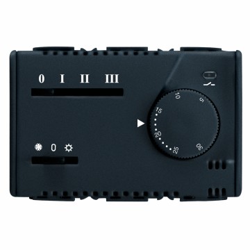 Termóstato electrónico verão/inverno para ventilador com regulação por botão Selector de três velocidades e comando de electroválvula - 230V - 50/60Hz