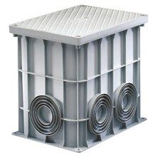 chambre de tirage rectangulaire 360x260x320 - fond plat défonçable - couvercle à haute résistance e 4 vis inox