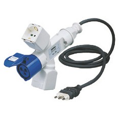 Conversieadaptershunt met 2 m flexibele kabel: stekker voor residentieel gebruik/contactdozen voor residentieel gebruik/IEC 309 contactdooskoppeling IP44 - 50/60 Hz Conversieadaptershunt met 2 m flexibele kabel: stekker voor residentieel gebruik/contactdozen voor residentieel gebruik/IEC 309 contactdooskoppeling IP44 - 50/60 Hz