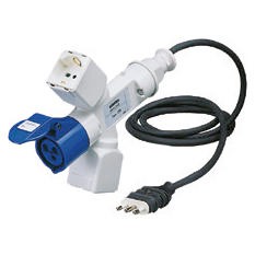 Conversieadaptershunt met 2 m flexibele kabel:<BR>stekker voor residentieel gebruik/contactdozen voor residentieel gebruik/IEC 309 contactdooskoppeling IP44 - 50/60 Hz Conversieadaptershunt met 2 m flexibele kabel:<BR>stekker voor residentieel gebruik/contactdozen voor residentieel gebruik/IEC 309 contactdooskoppeling IP44 - 50/60 Hz