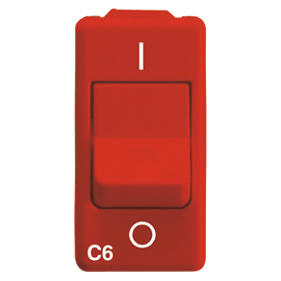 MINIATURE CIRCUIT BREAKER - FOR DEDICATED LINES - 1P+N 6A 3kA 6mA CHARACTERISTIC C - 1 MODULE - RED - SYSTEM