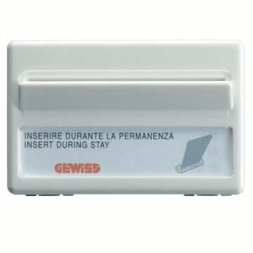  UNIVERSELE BADGESCHAKELAAR VOOR HOTELSYSTEEM - UNIPOLAIR NO - 10 A - BADGE 54mm - VERLICHT 230 V - 3 MODULE - SYSTEM WHITE