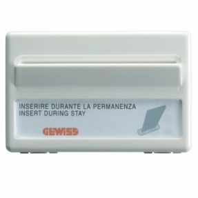 COMUTATOR ECUSON UNIVERSAL PENTRU SISTEMUL HOTELIER - UNIPOLAR NO - 10A - ECUSON 54mm - RETROILUMINAT 230V - 3 MODULE - SISTEM ALB
