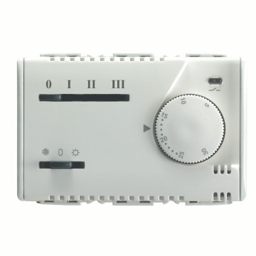 Electronic summer/winter thermostat with knob adjustment for fan-coil, 3-speed selector and solenoid valve command 230V - 50/60HZ Electronic summer/winter thermostat with knob adjustment for fan-coil, 3-speed selector and solenoid valve command 230V - 50/60HZ