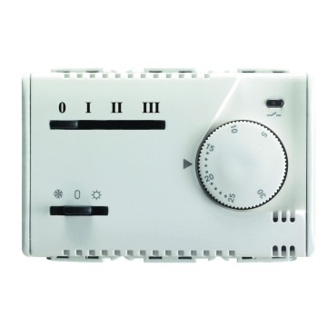 Termóstato electrónico verão/inverno para ventilador com regulação de botão, selector de três velocidades e comando electroválvula - 230V - 50/60Hz