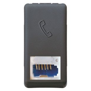  PRESA TELEFONICA - STANDARD INGLESE - 6 CONTATTI - MORSETTI A VITE - 1 MODULO - SYSTEM BLACK