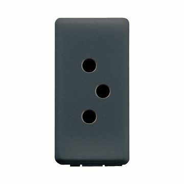  PRESA SVIZZERA 250V ac - 2P+T 10A - TIPO 12 - 1 MODULO - SYSTEM BLACK