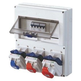 COMBIBLOC DBO - SURFACE MOUNTING - 1 SOCKET OUTLET 2P+E 16A + 1 SOCKET OUTLET 3P+E 16A + 1 SOCKET OUTLET 3P+E 32A - IP44