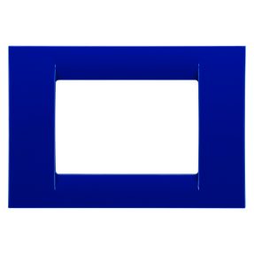 placca virna - in tecnopolimero finitura lucida - 3 posti - blu jazz - system