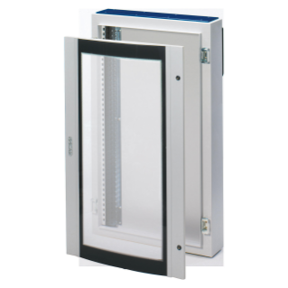 CVX DISTRIBUTION BOARD 160E - SURFACE-MOUNTING - 600x1000x200 - IP40 - WITH CURVED GLASS DOOR - WITH EXTRACTABLE FRAME- GREY RAL7035