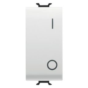 INTERRUPTEUR SIMPLE 2P 250 Vca - 16AX - BOUTON NEUTRE - SYMBOLE 0/1 - 1 MODULE - BLANC SATIN - CHORUSMART