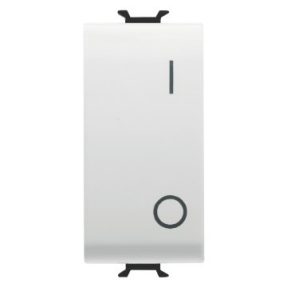 INTERRUTTORE BIPOLARE 250V ac - 16AX - TASTO NEUTRO CON SIMBOLO 0/1 - 1 MODULO - BIANCO LUCIDO - ANTIBATTERICO - CHORUSMART