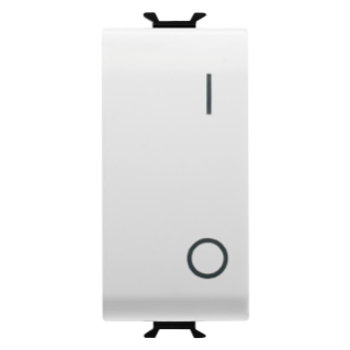 ONE-WAY SWITCH 2P 250V ac - 16AX – NEUTRAL BUTTON - SYMBOL 0/1 - 1 MODULE - GLOSSY WHITE - CHORUS