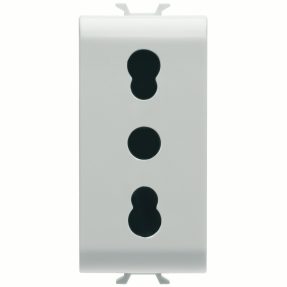 italian standard socket-outlet 250v ac - 2p+e 16a dual amperage - p11-p17 - 1 module - glossy white - antibacterial - chorusmart