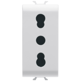 ITALIAN STANDARD SOCKET-OUTLET 250V ac - 2P+E 16A DUAL AMPERAGE - P11-P17 - 1 MODULE - GLOSSY WHITE - ANTIBACTERIAL - CHORUSMART