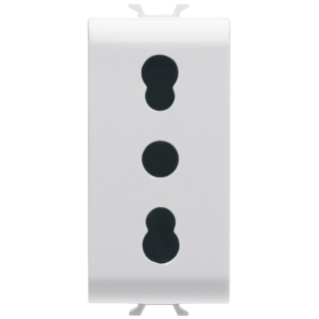 ITALIAN STANDARD SOCKET-OUTLET 250V ac - 2P+E 16A DUAL AMPERAGE - P11-P17 - 1 MODULE - GLOSSY WHITE - ANTIBACTERIAL - CHORUS