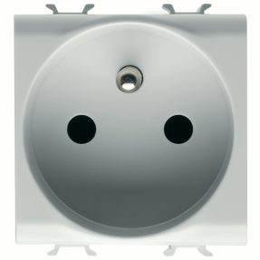 french standard socket-outlet 250v ac - front tightening terminals - 2p+e 16a - 2 modules - glossy white - chorusmart